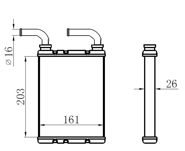 Kalorifer Radyatörü Brazing Fluence Düz Çikiş Borulu 203x166x29 A/M