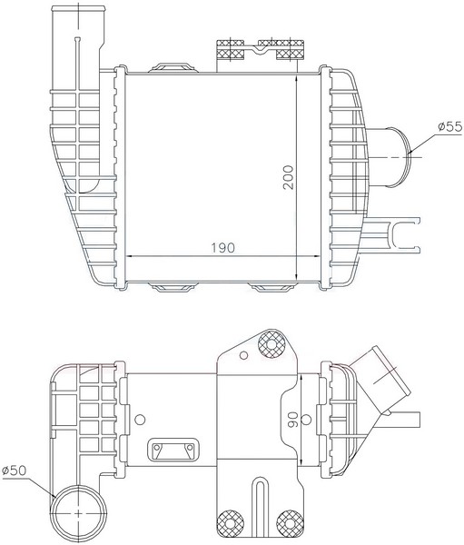 Intercooler Brazing Intercooler A/M 190x200x90 Ihy503 Tucson 2.0crdi 04>Sportage 2.0crdi 2004 96661