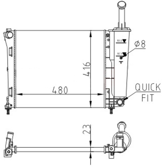 Radyator Mechanical Mt 480 416 23 Ka 1.2i 08 / Fiat 500 07 / Panda 1.2i 12 61936