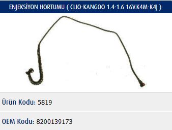 Enjeksiyon Hortumu Renault Clio Ii-Megane-Kangoo 1.4-1.6 16v K4m-K4j