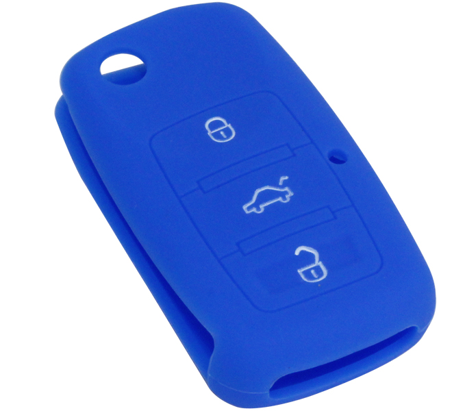 Kontak Anahtar Kumanda Koruyucu Kilif Silikon Mavi Vw Caddy-Golf 5-Transporter-Polo-Leon-Toledo Altea-Fabia
