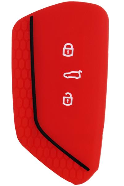 Kontak Anahtar Kumanda Koruyucu Kilif Silikon 3 Tuş Kirmizi Vw Golf 8-Id 4-Id 3