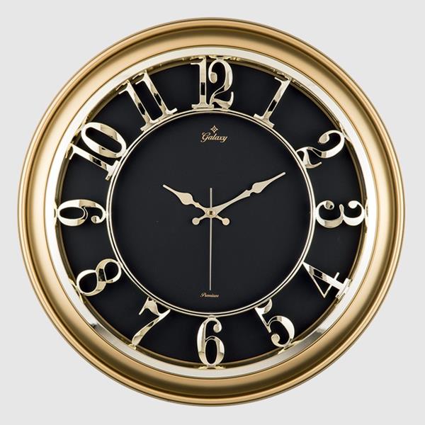 M-1965-A-1 Duvar Saati Altin Sarisi Çerçeveli İçi Siyah 45cm Kabartma Rakamli Selefon Korumali Amerikan Bristol Kadran Metalik Akrep/Yelkovan/Saniye Akar Saniyeli Mekanizma Akrilik Boya Mineral C