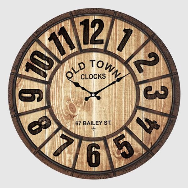 Duvar Saati Diş Kenar Kahverengi İçi Kahve 50cm Dekoratif Eksitme Mdf Kadran Metalik Akrep/Yelkovan Akar Mekanizma Akrilik Boya Abs Hammadde