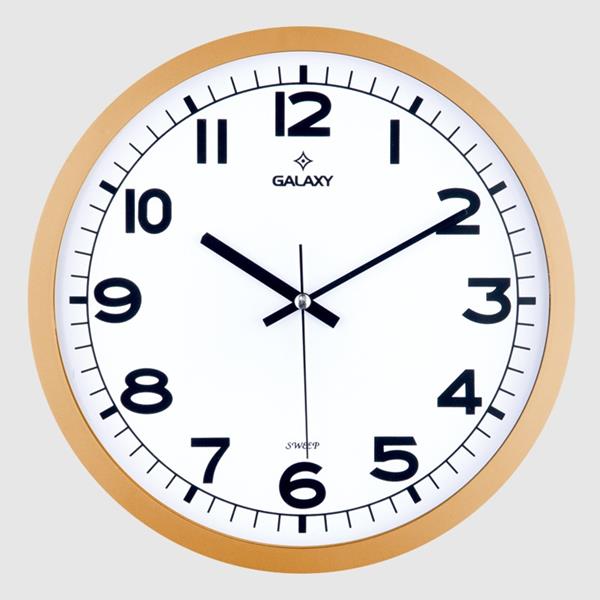 Duvar Saati Altin Sarisi Çerçeve Çap:29.5cm Akrilik Boyali Abs Çerçeve Mineral Cam Sessiz Akar Makine