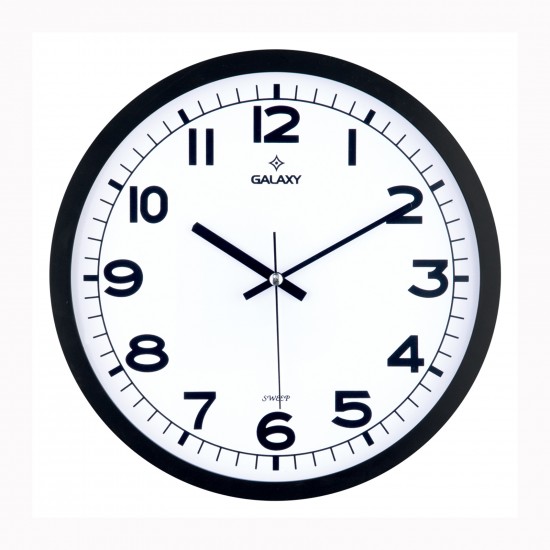 Duvar Saati Siyah Çerçeve Çap:29.5cm Akrilik Boyali Abs Çerçeve Mineral Cam Sessiz Akar Makine Pvc Kadran Kadran Ölçüsü: 286mm Kadran Baski Alani: 175mm