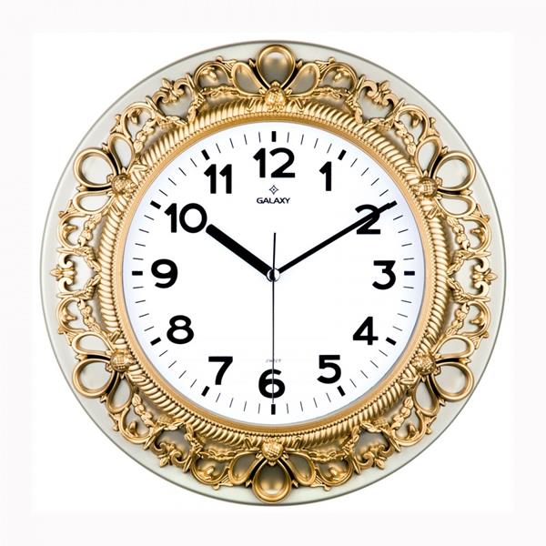 Duvar Saati Altin Sarisi Çerçeve Çap:32.8cm Akrilik Boyali 2 Renk Abs Kasa Mineral Cam Sessiz Akar Makine Pvc Kadran Kadran Ölçüsü: 205mm Kadran Baski Alani: 145mm