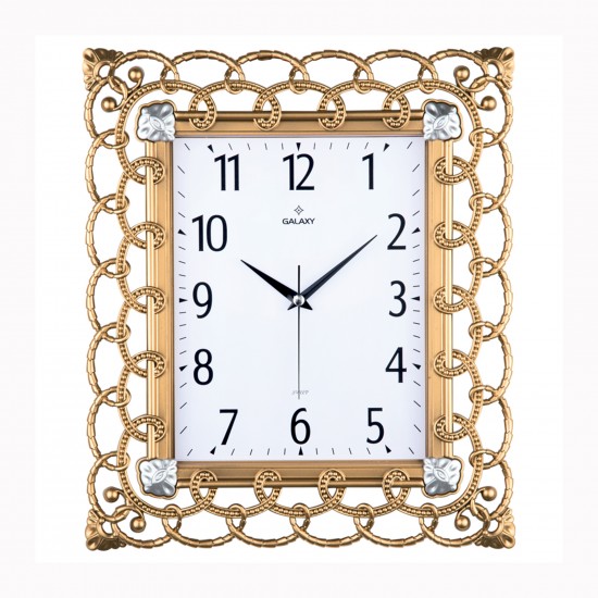 Duvar Saati Altin Sarisi Çerçeve Çap:32.3cmx 37.5cm Pvc Kadran Sessiz Akar Makine Mineral Cam Akrilik Boyali 2 Renk Abs Kasa Kadran Baski Alani: 105x170mm Kadran Ölçüsü: 190x241mm