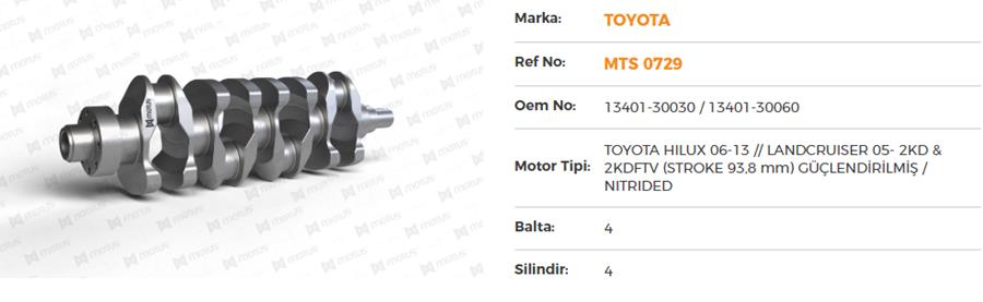 Krank Mili Hilux 06-13 // Landcruiser 05- 2kd 2kdftv Stroke 93 8 Mm Güçlendirilmiş-Nitrided
