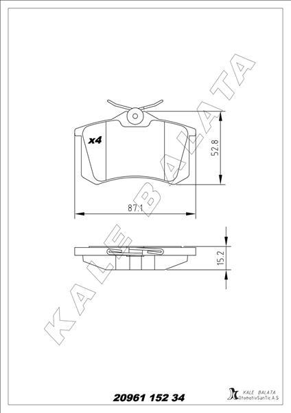 Arka Fren Balata Renault Clio 05> Kangoo 01> Laguna 96> Fluence 09> Megane 96> Citroen Berlingo 99> C2 C3 C4 03> Ds4 11> Peugeot 307 00> 308 07> Partner 96>Vw Polo Classic 95>01 Golf Iii-Iv-Passat Iii