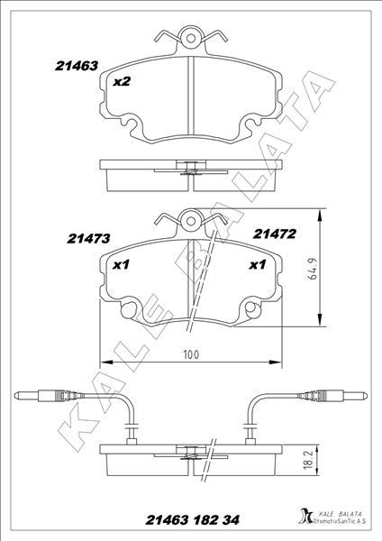 Ön Balata Fişli Renault R9-R19-R21-Clio I-Ii-Megane I-Twingo-Logan-Sandero-Solenza