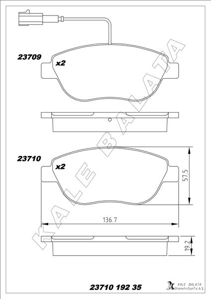 Ön Fren Balatasi Opel Combo D 12> Punto Evo 1.3-1.4-1.6d Mtj 09 > 500-500c 1.3dmj 10 > Grande Punto 1.6dmtj 09 > Çift Fişli