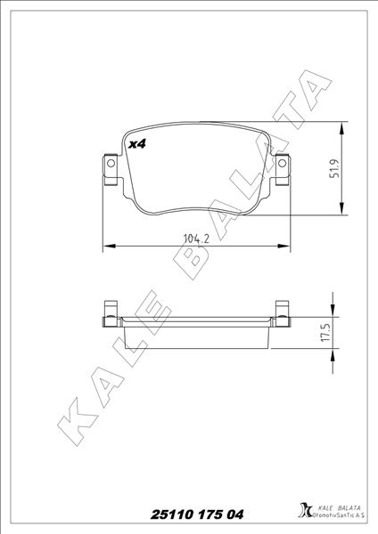 Arka Balata Vw Caddy Iv 2.0tdi 15 > Cuuf-Dfsf 104.1x17.2x51.6
