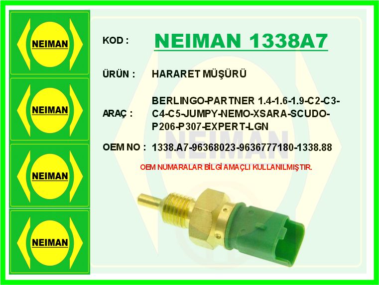 Hararet Müşürü Berlingo-Partner 1.4-1.6-1.9-C2-C3-C4-C5-Jumpy-Nemo-Xsara-Scudo-P206-P307-Expert-Lgn