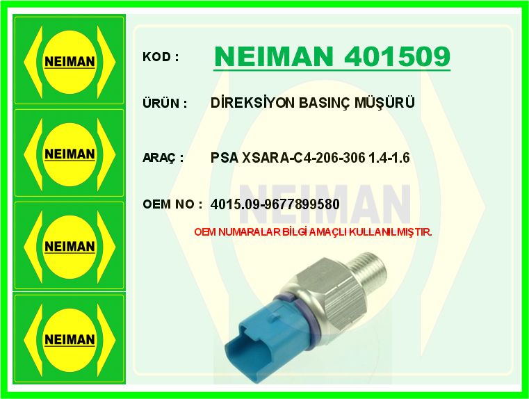 Direksiyon Basinç Müşürü Partner-Berlingo-P206-P306-P307-P406-Xsara-C4 96>15