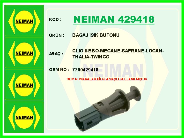 Bagaj Isik Butonu Clio Ii-Bbo-Megane-Safrane-Logan-Thalia-Twingo