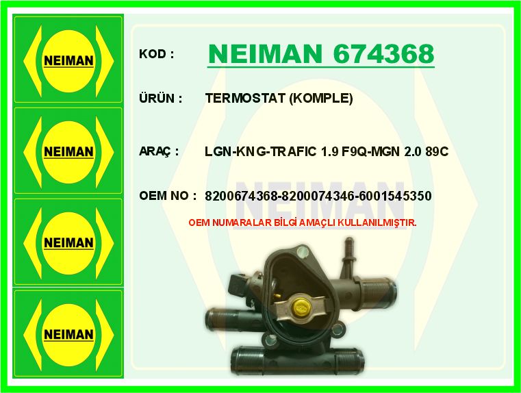 Termostat 89c Komple Laguna-Kangoo-Trafic 1.9dci F9q Megane 2.0 F4r