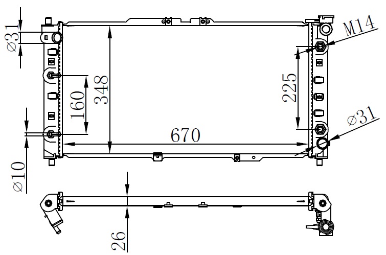 X Radyatör Brazing Mazda Lantis Otom 670x348x26