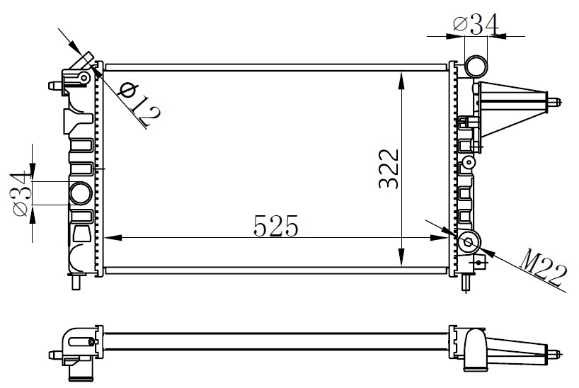 Radyatör Vectra A 88> 1.6-1.8 Klimasiz 525x322x23 Alüminyum