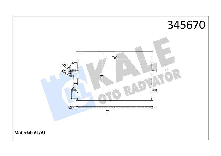 Klima Radyatörü Kondenseri Jumpy-Expert-P806-Evasion 96 > 725x451x16 Al/Al