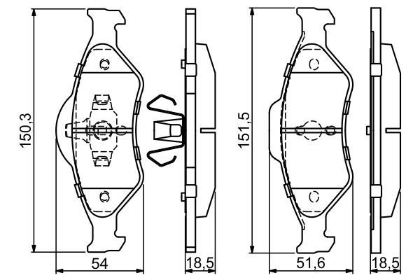 Balata On   ( Fiesta 00-02+Ka 02-   =Ford ) 151,3x51,3x18