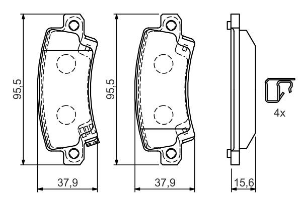 Balata Arka   ( Corolla 02-   =Toyota=Zze121=E12u+E12j ) 95,6x37,9x16