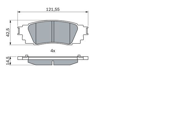 Balata Arka   ( C-Hr 16-  +Rav 4 18-   =Toyota ) 121,5x42,5x14,5