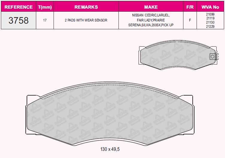 (**) Balata On   ( D21 D22 Pick-Up+Bluebird+Vanette+Terrano+Pathfinder+300zx=Nissan=Sacli Tip)