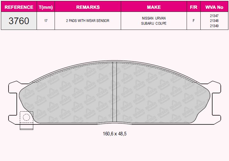 (**) Balata On   ( Pick Up=D22+Pathfinter+Urvan+Terrano+Vanette=Nissan )( Svx 92-97=Subaru )