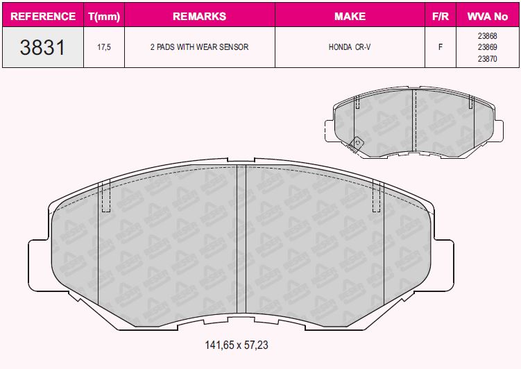 (**) Balata On   ( Civic Fc5 16-  + Cr-V 02-06+Accord 02-08=Honda )