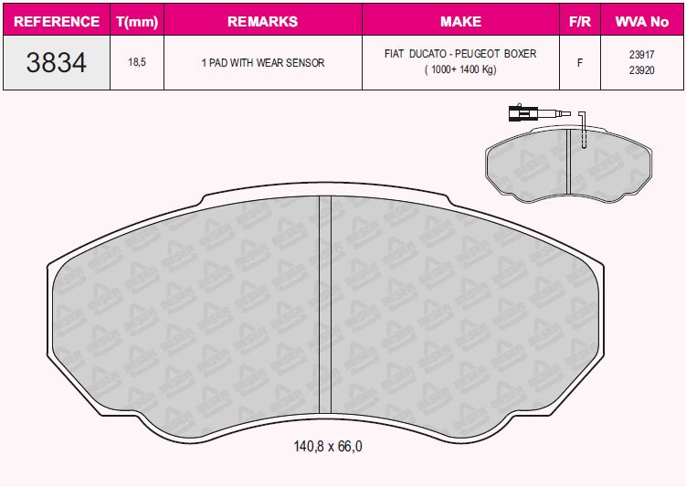 (*) Balata On   ( Boxer+Ducato+Jumper=14q=04-   )( Peugeot+Fiat+Citroen )
