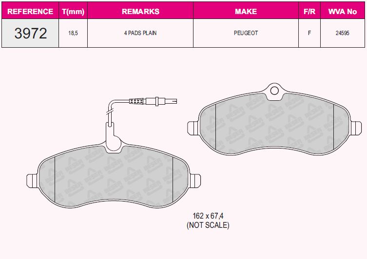 (*) Balata On   ( Scudo 07-   Fiat+Expert 07-   Peugeot+Jumpy 07-   Citroen )  162x67,3x18,5