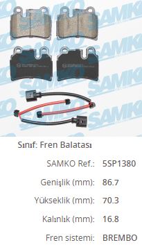 Balata Arka  ( Touareg 02-10+Touareg  10-   =Vw ) 86,8x70x17 0986tb3075