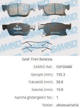 Balata On   ( Astra.K 15- =Opel ) 151,5x61,7x17,2