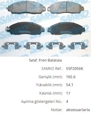 Balata On   ( Navara Np300 15-   =Nissan )( Alaskan 17-   =Renault ) Sacli , 165,5x54x17,5