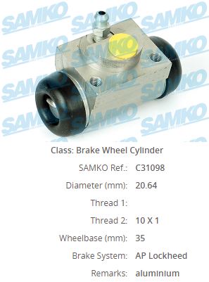 Fren Silindiri ( Merkezi )  ( Alm )  ( Doblo+Grande Punto+Fiorino+Linea+Punto+Punto Evo+Idea=1.3 Jtd+1.9 Jtd )( Bipper Peugeot+Nemo Citroen )( Yaris Toyota ) 20,64 Mm